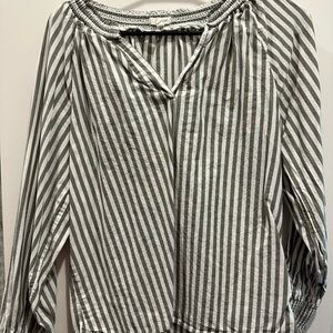 Maurices Green and White Striped Blouse